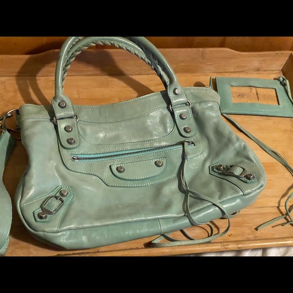 🔥Balenciaga 🔥2 way mint green leather MOTTO Shoulder Bag used - #3444💗💗💗it - Picture 8 of 13